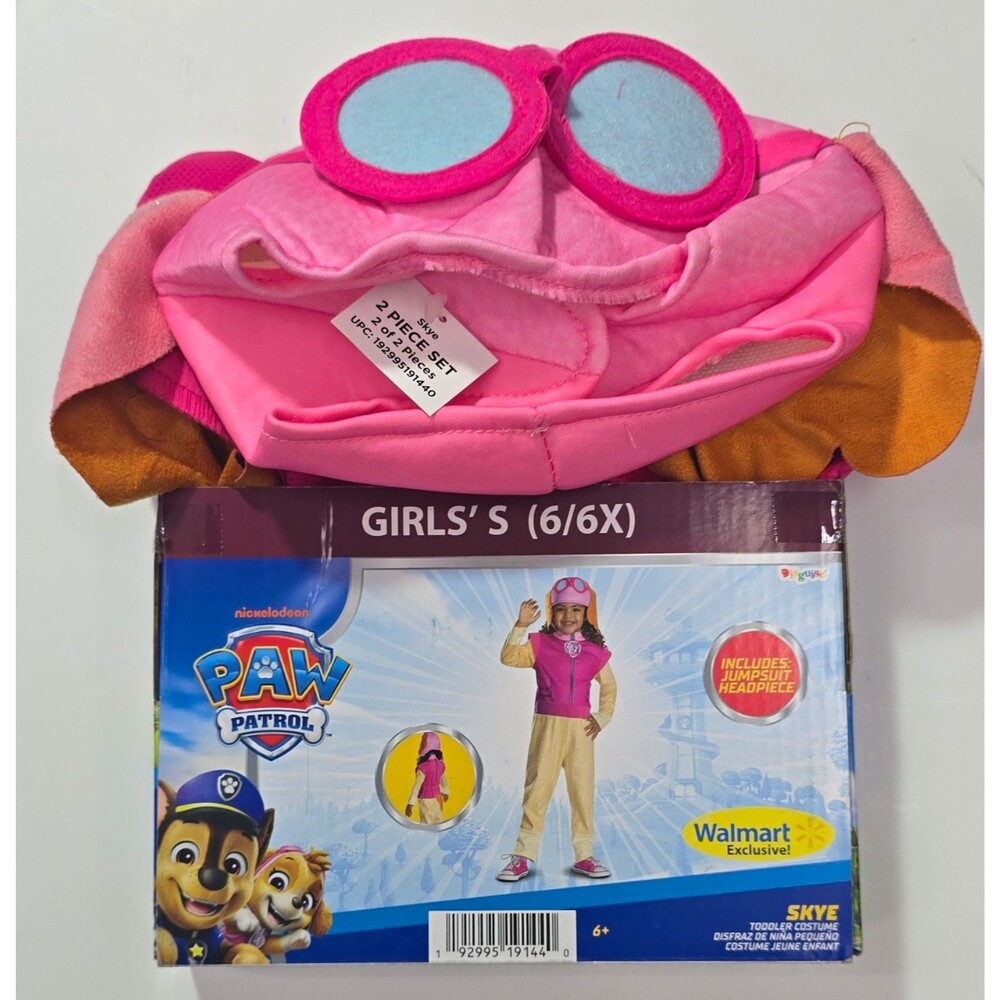 Disguise Paw Patrol Skye Girls Costume Jumpsuit & Headpiece Size S 6/6X